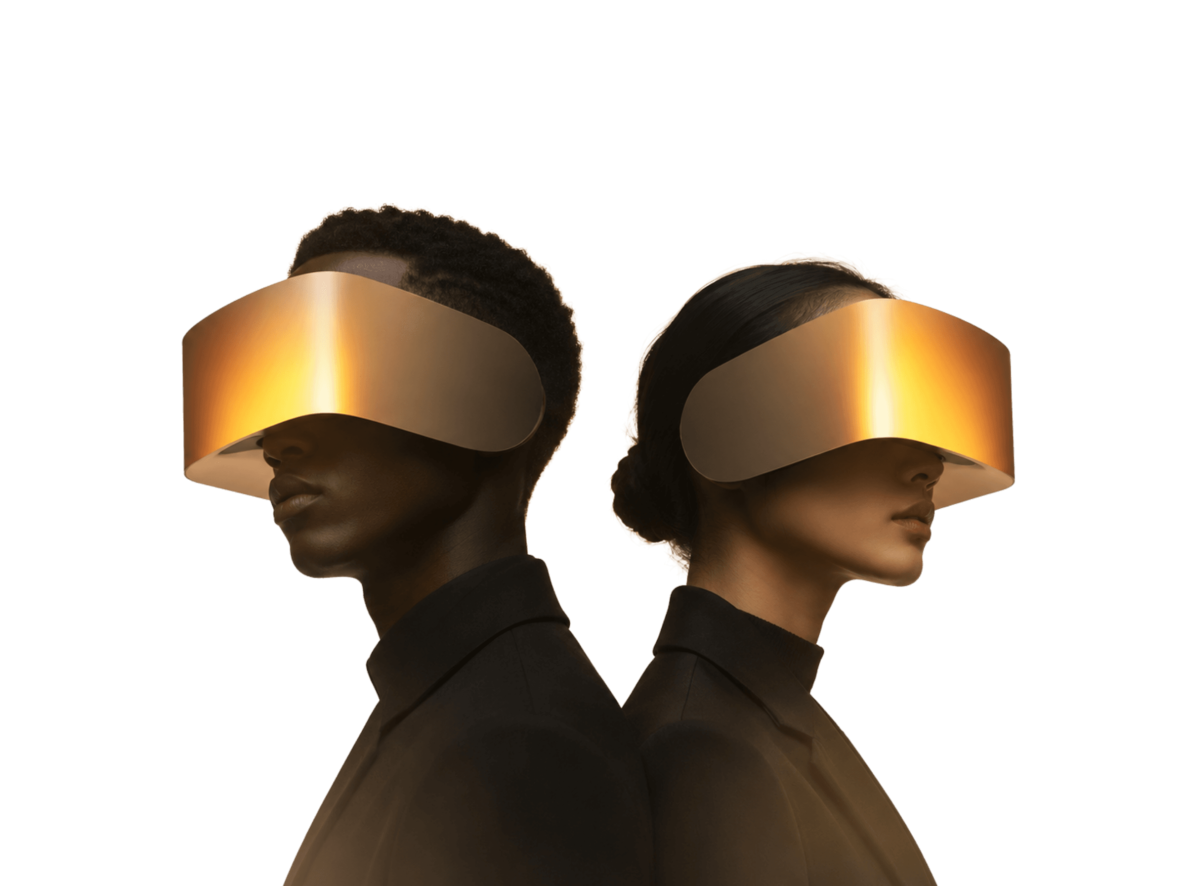 Two creative team members in gold visors representing Gritcode Studios' bold web design